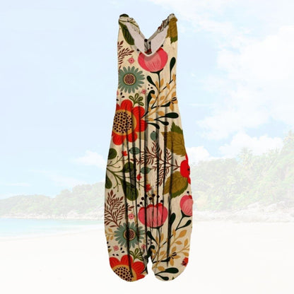 Ladies Loose Fit Full Length Sleeveless Jumpsuit