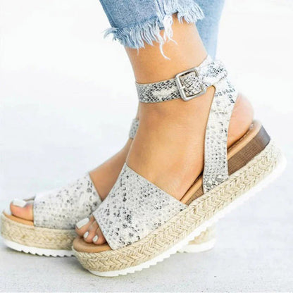 Women's Wedge Sandals with Natural Rope Detail