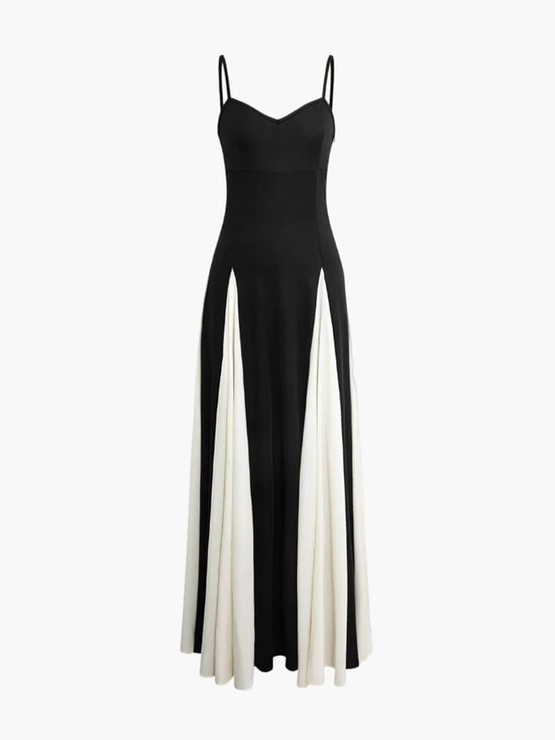 Classic Monochrome Floor Length Dress