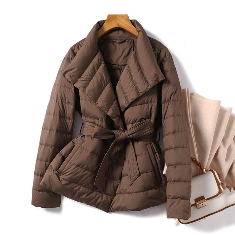 Warm Quilted Down Peplum Hem Jacket