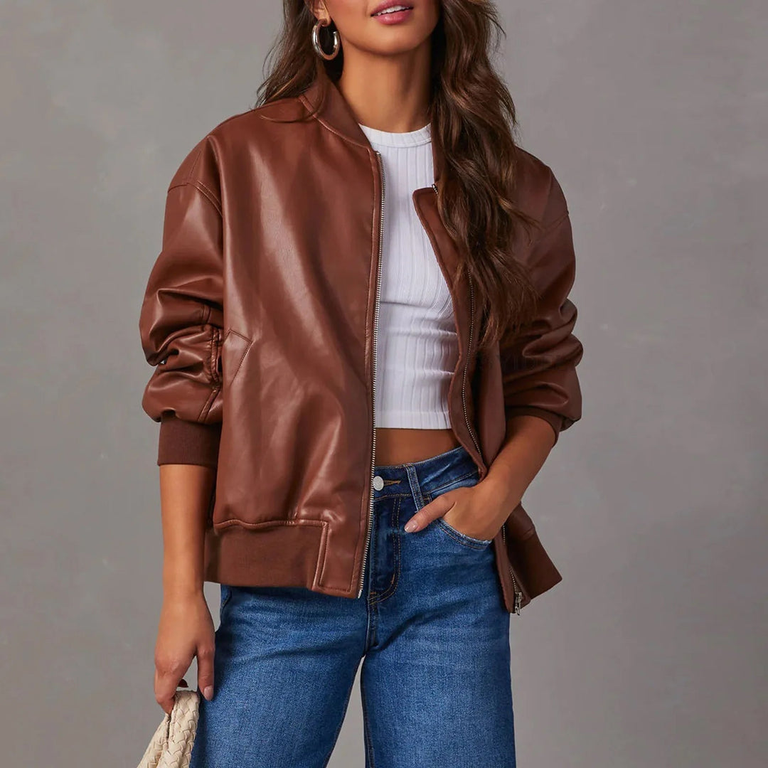 Ladies' Oversized Zip Jacket with Glossy Finish