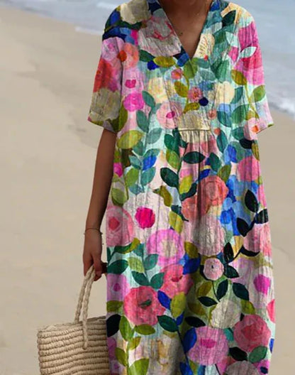 Vibrant Floral Summer Comfort Dress