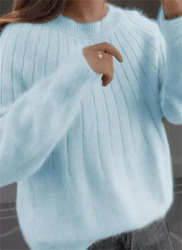 Soft Women's Long Sleeve Crew Neck Pullover Sweater
