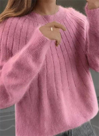 Soft Women's Long Sleeve Crew Neck Pullover Sweater