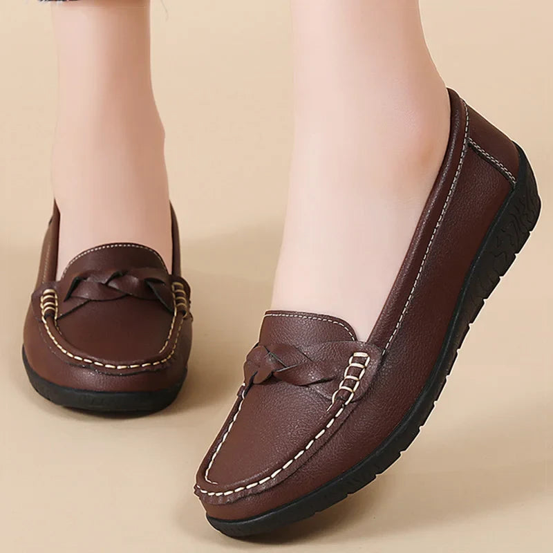 Classic Leather Slip On Shoes for Women - Nocini