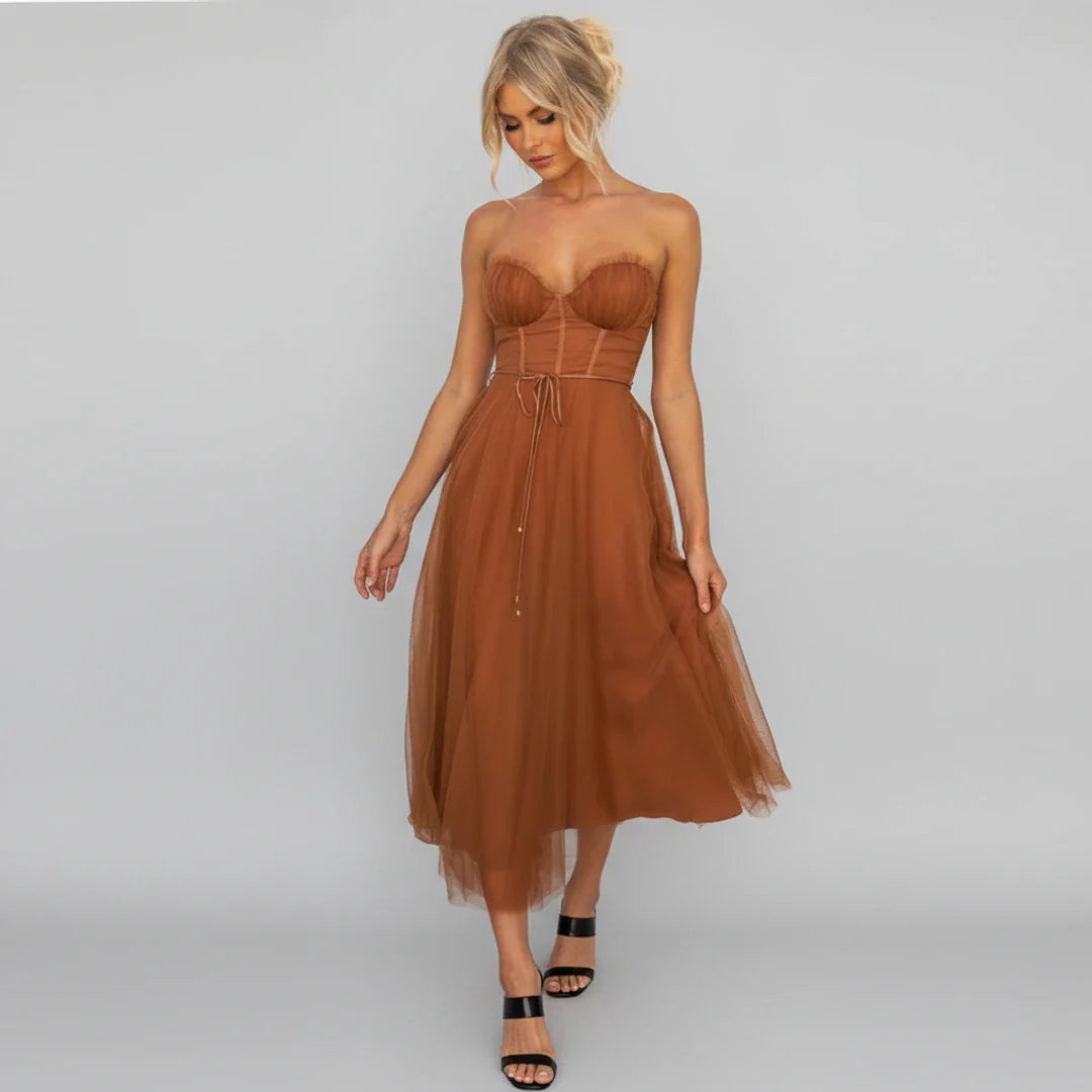 Casual Cross Strap Knee Length Summer Dress