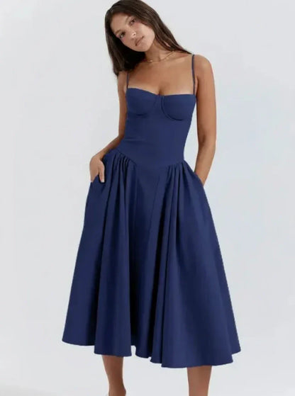 Sleeveless Floral Knee Length Summer Dress for Women