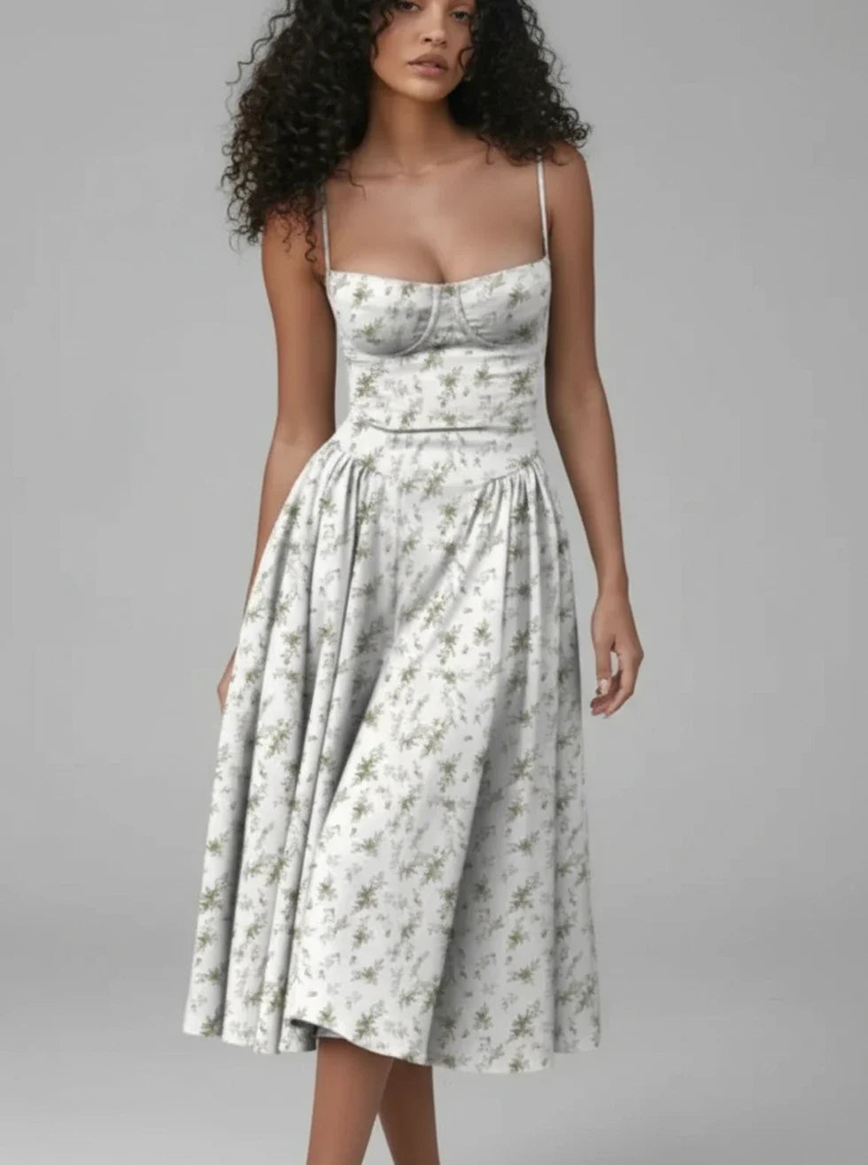 Sleeveless Floral Knee Length Summer Dress for Women