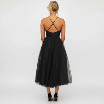 Casual Cross Strap Knee Length Summer Dress