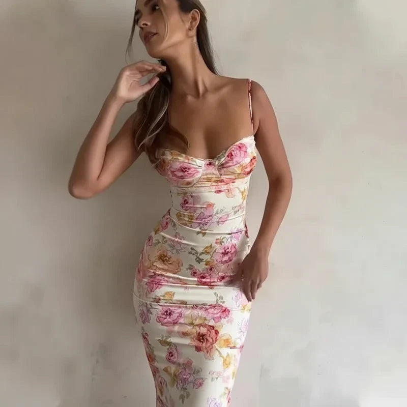 Sleeveless Fitted Waist Midi Dress for Women