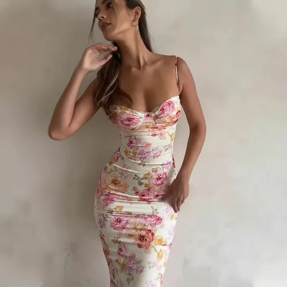 Sleeveless Fitted Waist Midi Dress for Women