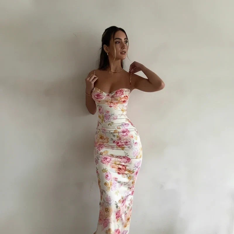 Sleeveless Fitted Waist Midi Dress for Women - Olytrend