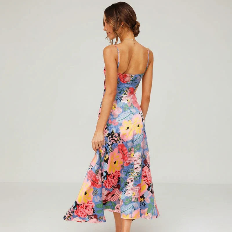 Thin Strap Casual Midi Dress for Ladies