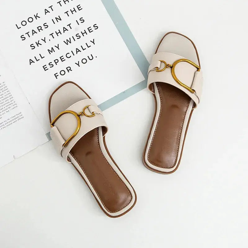 Comfortable Flat Slide Sandals for Women - Nocini