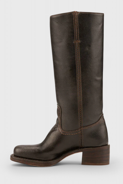 Classic Ladies Leather Ankle Boots with Chunky Heel