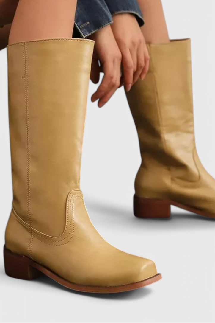 Classic Ladies Leather Ankle Boots with Chunky Heel - Nocini