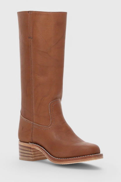 Classic Ladies Leather Ankle Boots with Chunky Heel