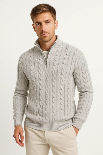 Men's Traditional Crew Neck Cable Sweater