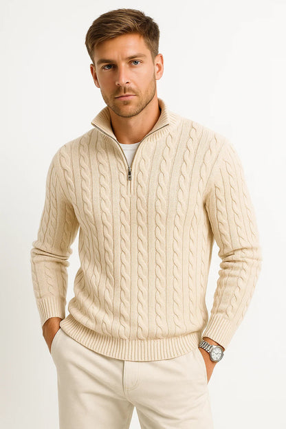 Men's Traditional Crew Neck Cable Sweater
