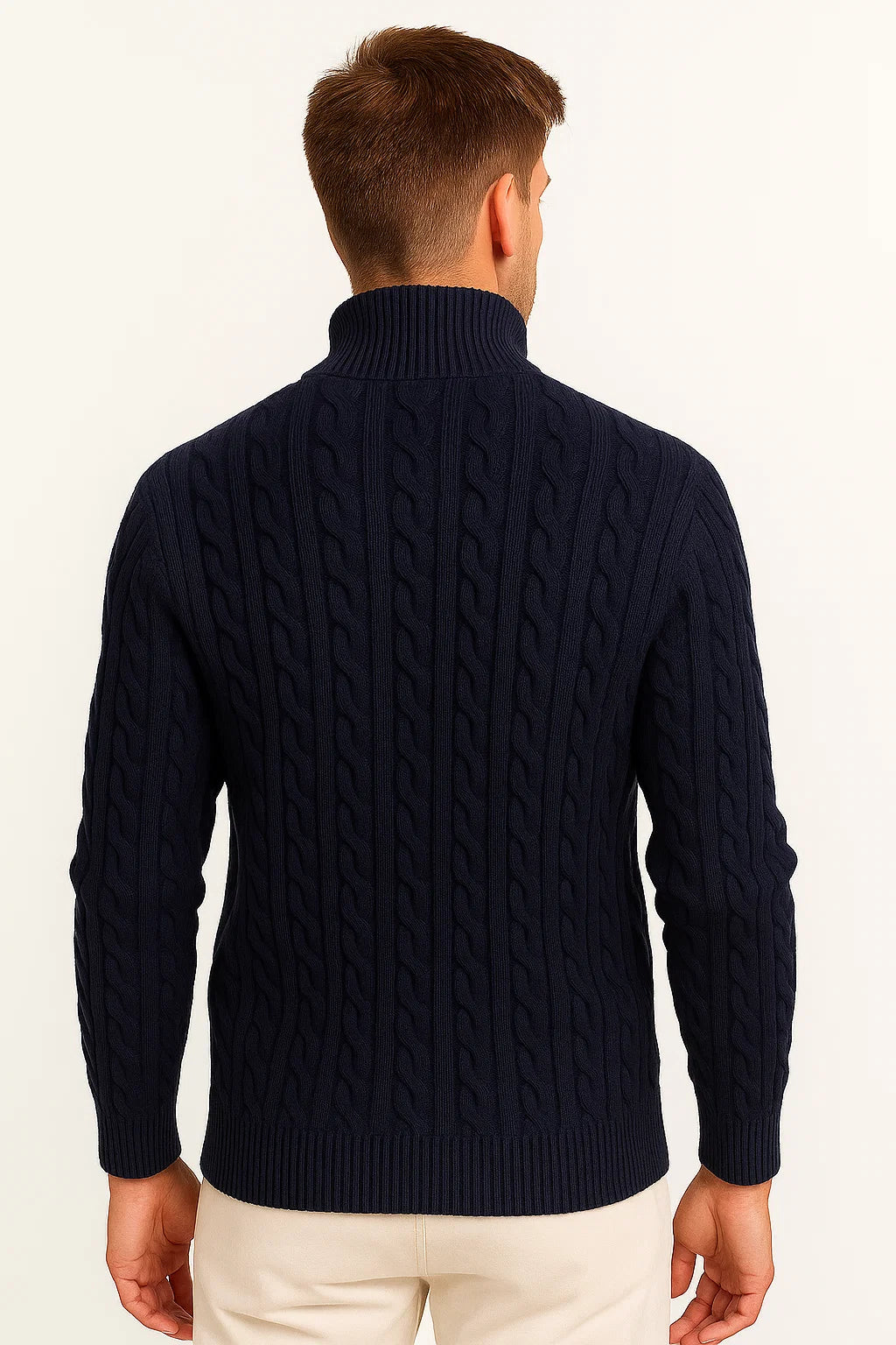 Men's Traditional Crew Neck Cable Sweater