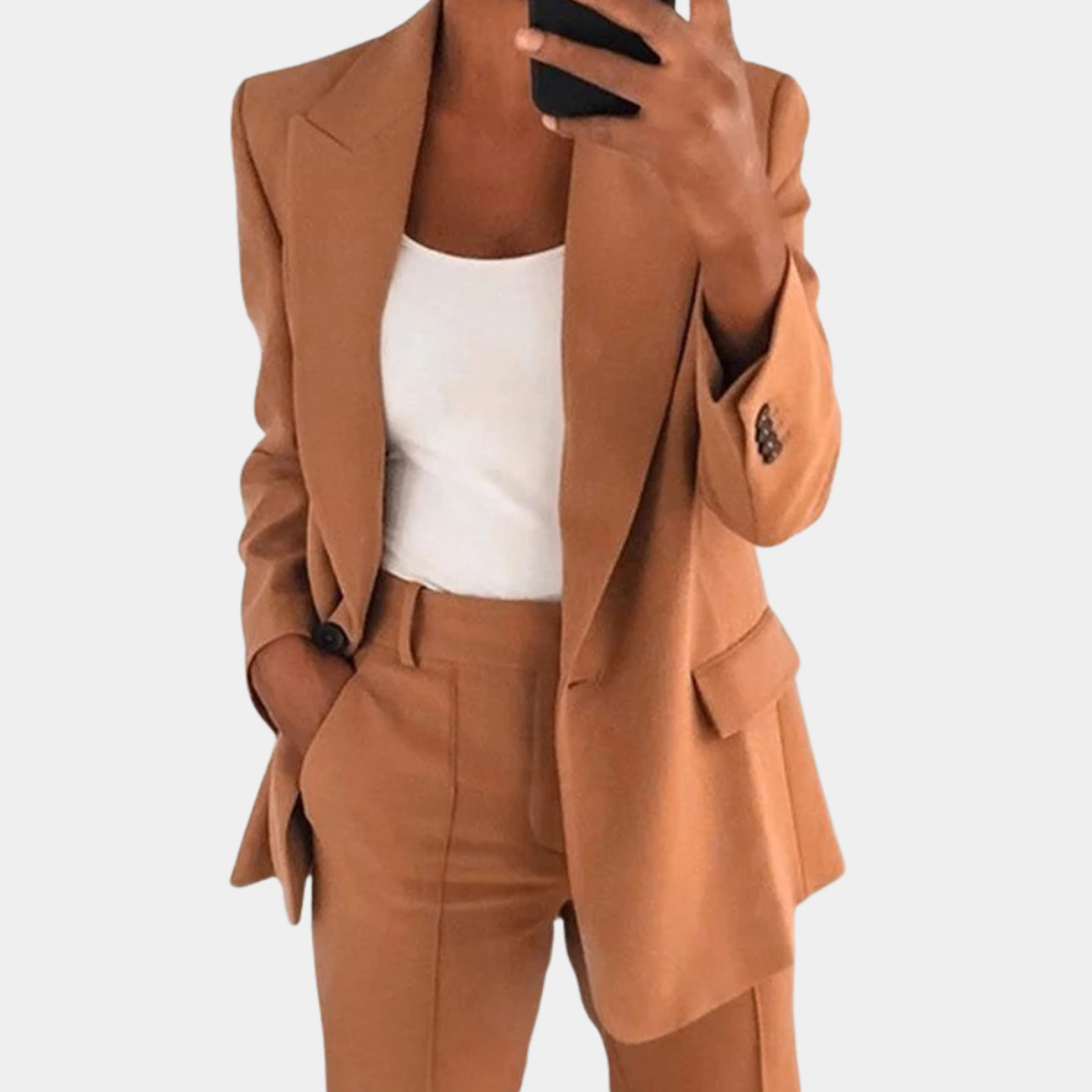 Casual Two-Piece Suit | Loose Blazer, Wide Leg Pants