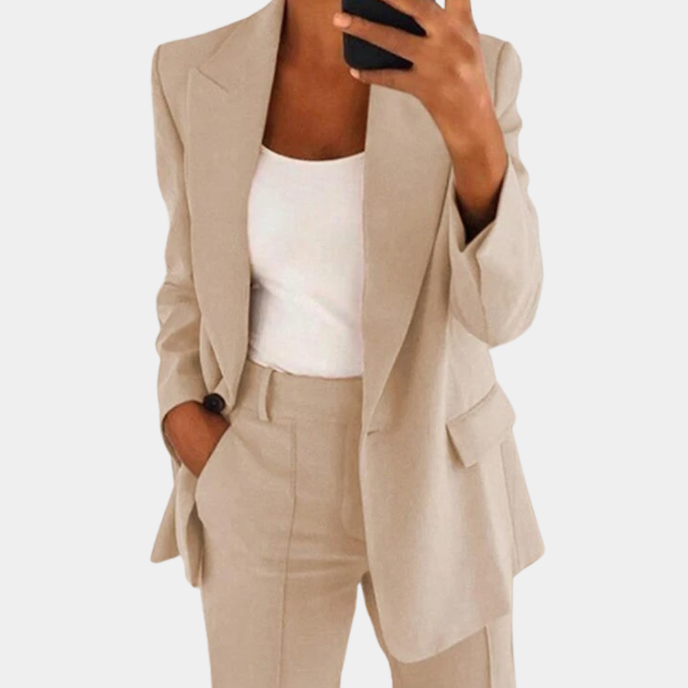 Casual Two-Piece Suit | Loose Blazer, Wide Leg Pants