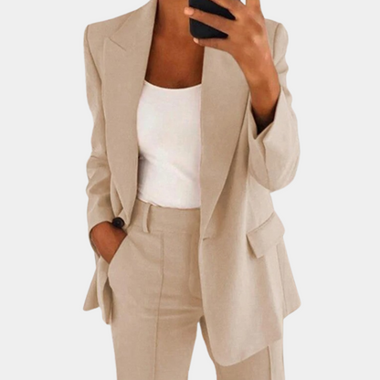 Casual Two-Piece Suit | Loose Blazer, Wide Leg Pants