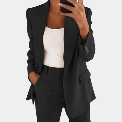 Casual Two-Piece Suit | Loose Blazer, Wide Leg Pants