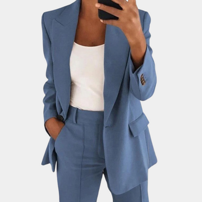 Casual Two-Piece Suit | Loose Blazer, Wide Leg Pants
