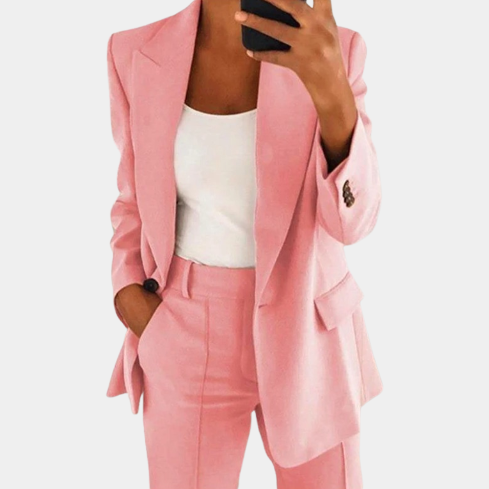 Casual Two-Piece Suit | Loose Blazer, Wide Leg Pants