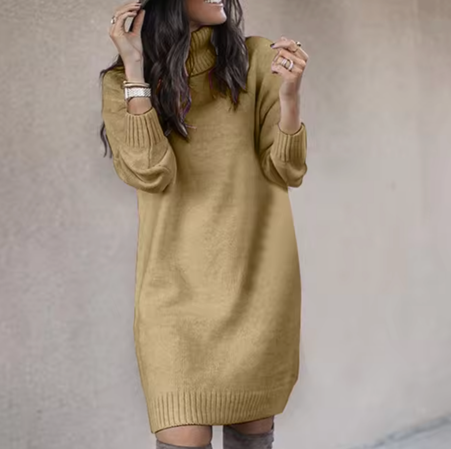 Warm Women's Crew Neck Sweater Dress