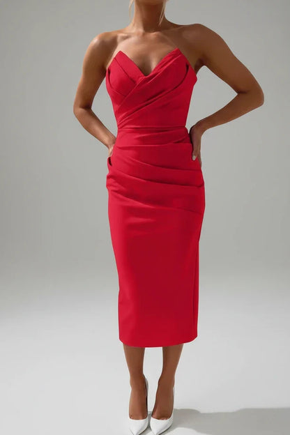 Sleeveless Fitted Waist Mid Length Dress for Ladies