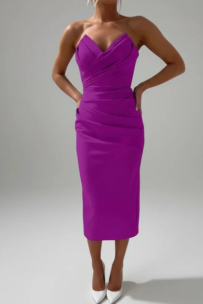 Sleeveless Fitted Waist Mid Length Dress for Ladies