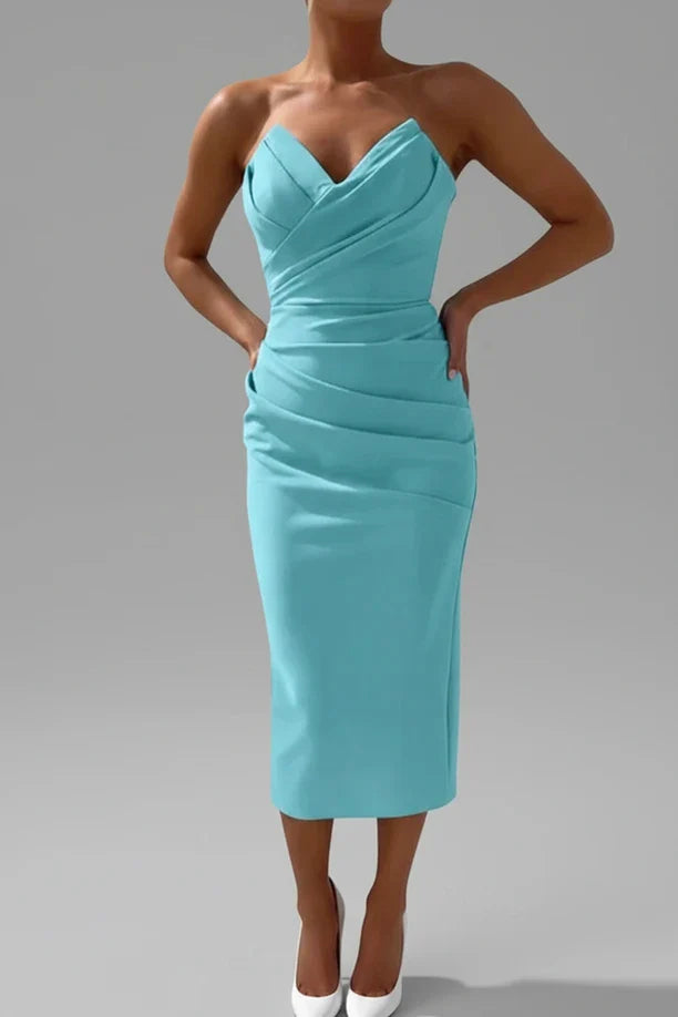 Sleeveless Fitted Waist Mid Length Dress for Ladies
