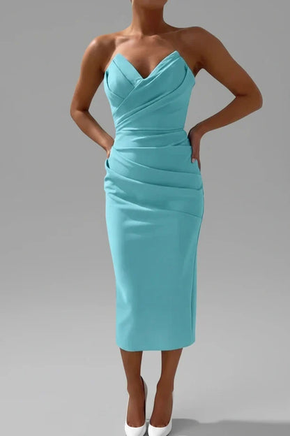 Sleeveless Fitted Waist Mid Length Dress for Ladies