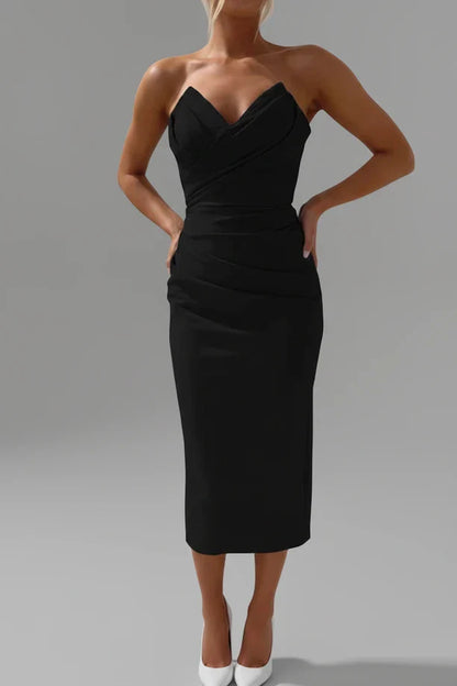 Sleeveless Fitted Waist Mid Length Dress for Ladies