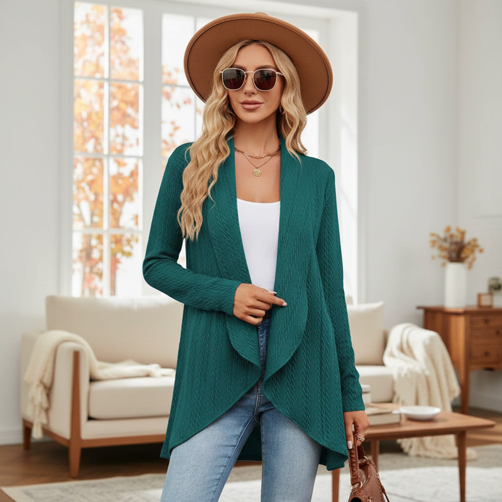 Open Front Cozy Cardigan Sweater - Pexav