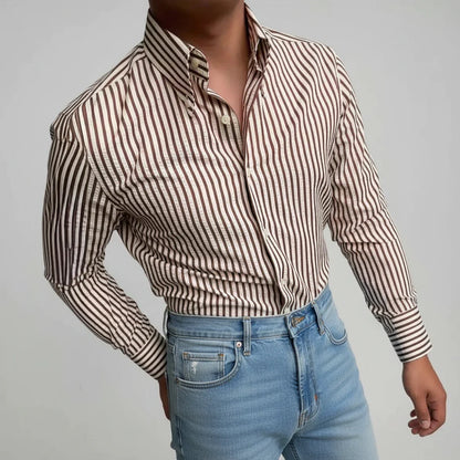 Classic Men's Horizontal Stripe Shirt - Olytrend