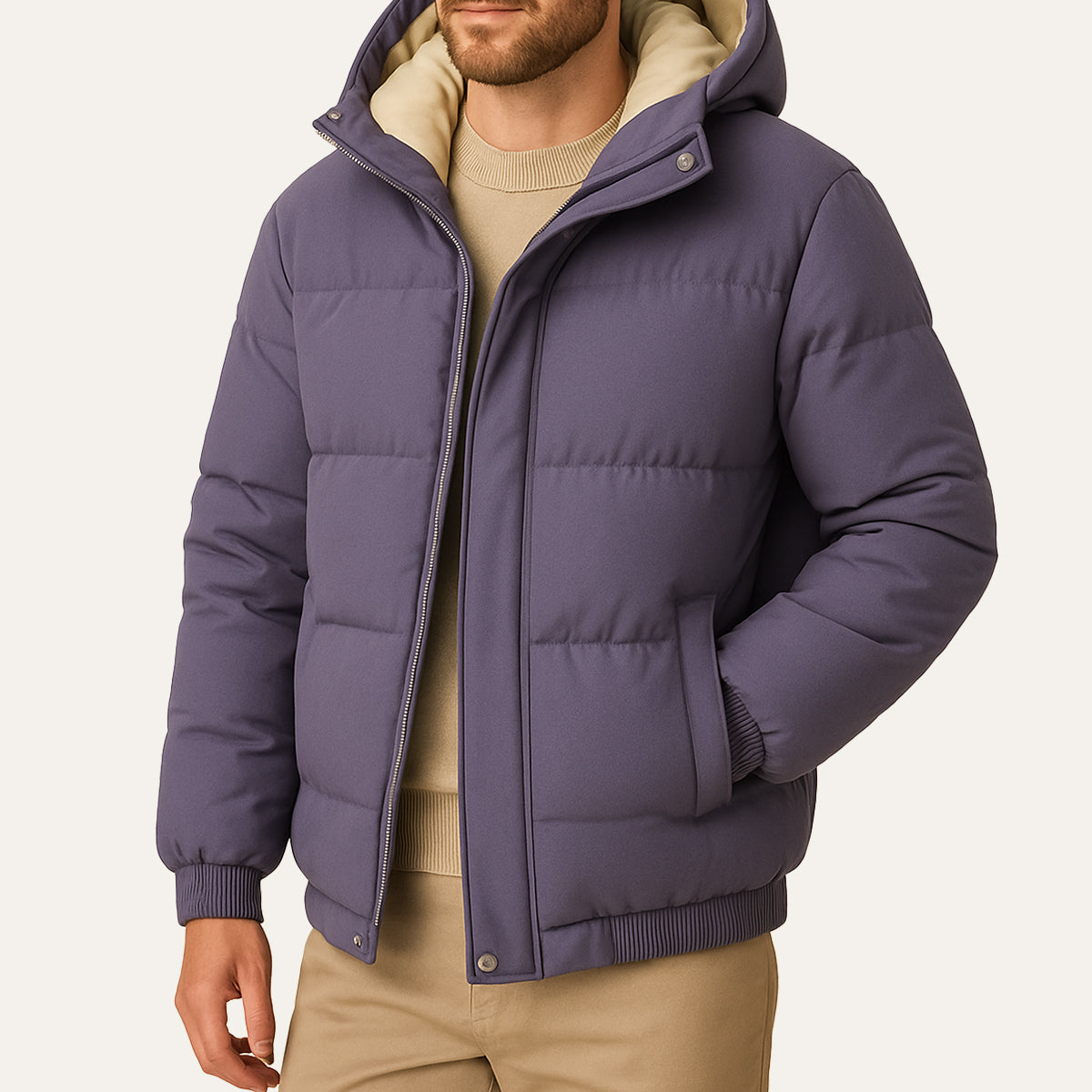 Warm Waterproof Men's Down Hooded Parka Jacket