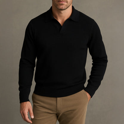 Classic Mens Crew Neck Knitted Polo Sweater