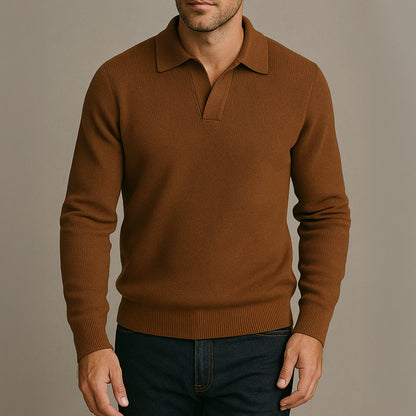 Classic Mens Crew Neck Knitted Polo Sweater