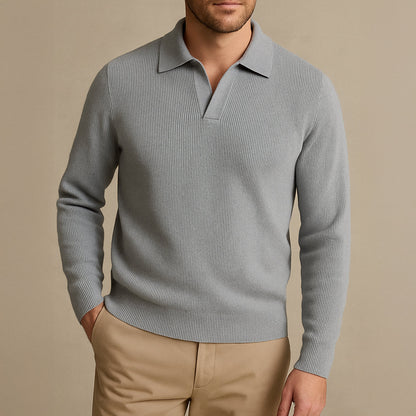 Classic Mens Crew Neck Knitted Polo Sweater