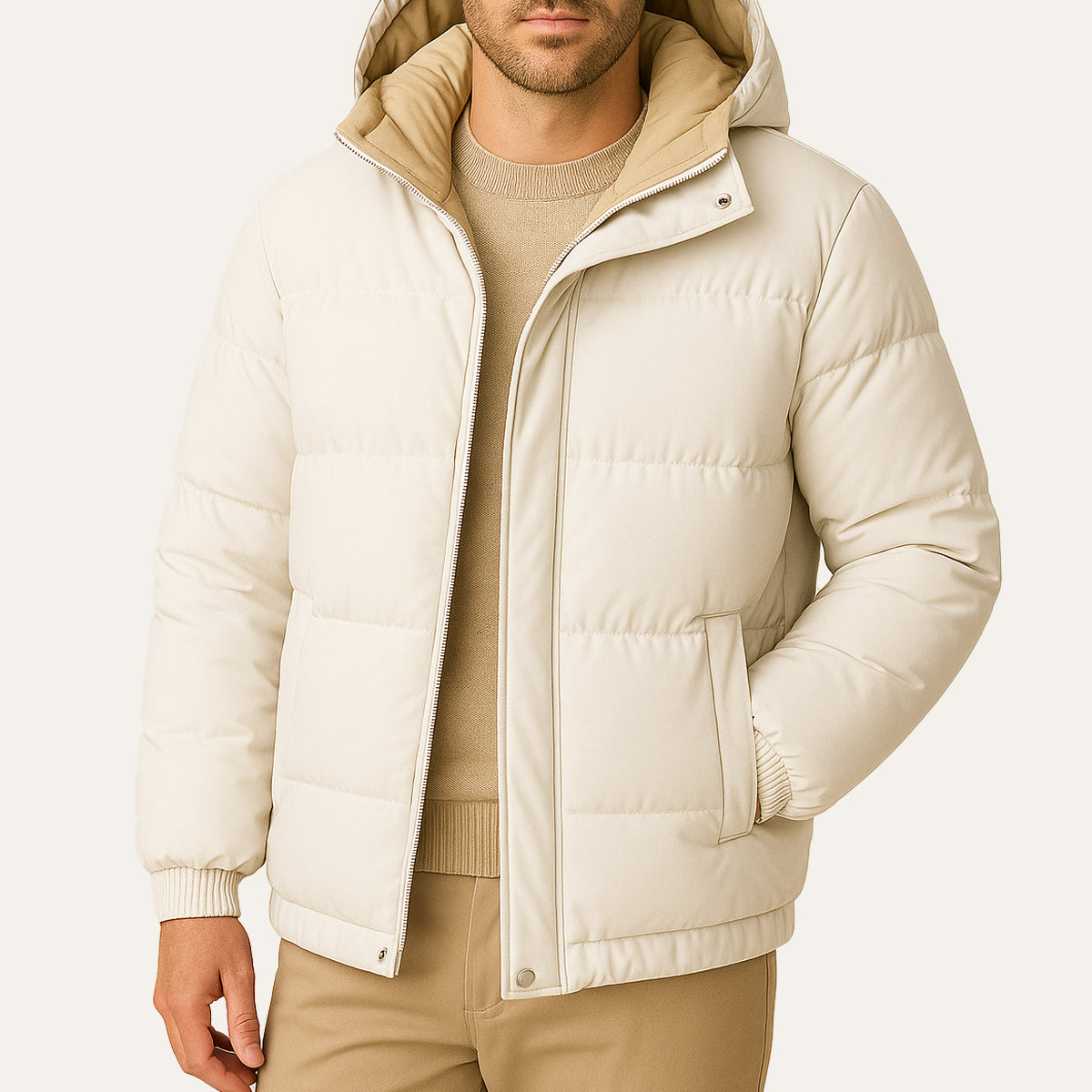 Warm Waterproof Men's Down Hooded Parka Jacket