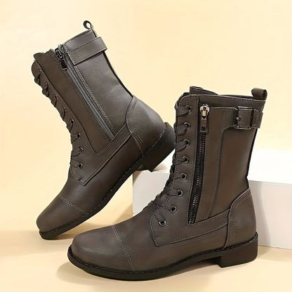 Women's Comfortable Ankle Boots with Zip Closure