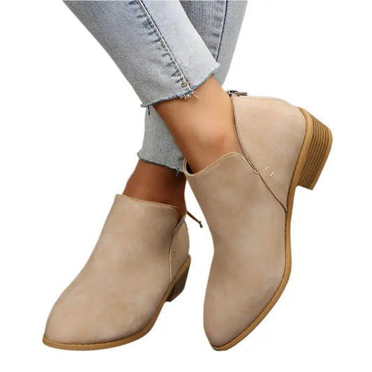 Classic Low Heel Ankle Boots - Stylish Daily Wear - Nocini