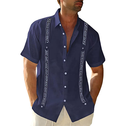 Casual Short Sleeve Men's Shirt with Embroidery