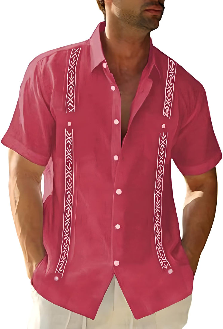 Casual Short Sleeve Men's Shirt with Embroidery