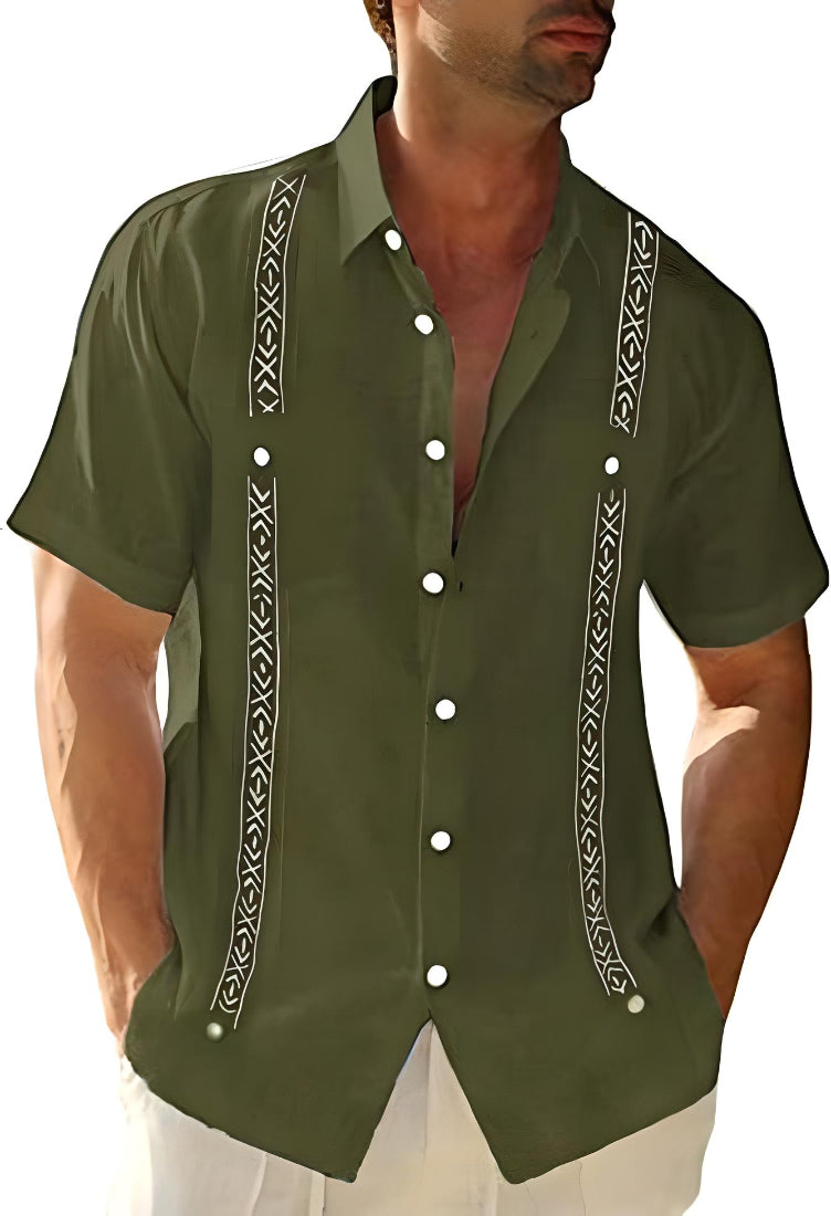 Casual Short Sleeve Men's Shirt with Embroidery - Nocini