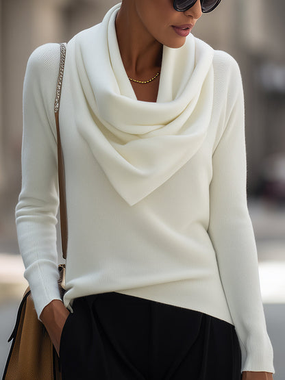 Flowy Cowl Neck Long Sleeve Women's Top - Olytrend
