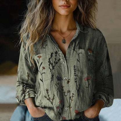 Classic Ladies Floral Button Front Blouse